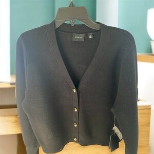 Cyrus Black Button-Up Women's Cardigan..retail$99gold buttons
